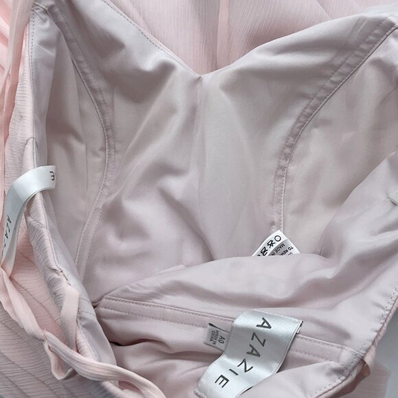 Azazie Blushing Pink A-Line Pleated Bodice Chiffon Strappy Gown 0 - Picture 13 of 14